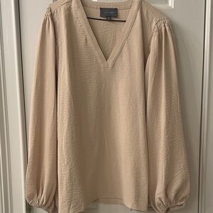 Versona Beige V-Neck Blouse